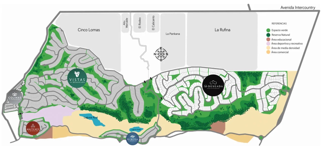 Plano de planimetría de La Deseada con sus barrios